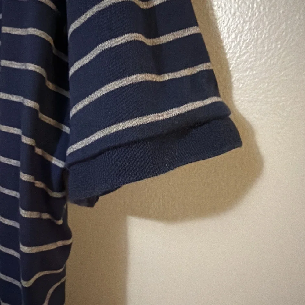 Polo Ralph Lauren Short Sleeve Men XL Pima Soft Touch Navy Blue Gray Striped PRL